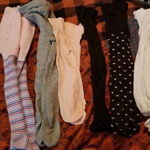 9 pair of toddler girls tights
